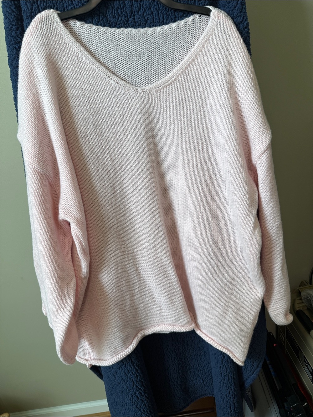 SHEIN Light Pink V-Neck Knit Sweater (72)